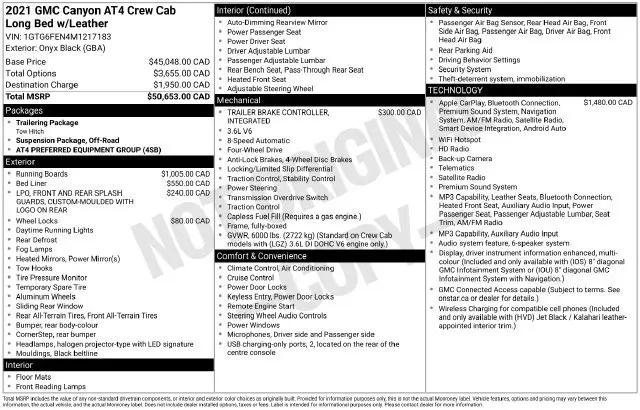 2021 GMC Canyon AT4 w/Leather