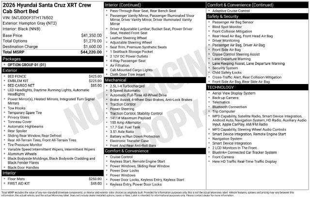 New 2026 Hyundai Santa Cruz XRT For Sale in Olive Branch, MS