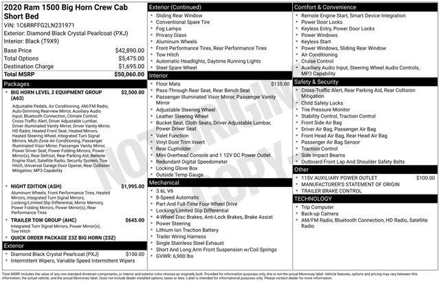 2020 Ram 1500 Big Horn Crew Cab 4x4 5'7" Box