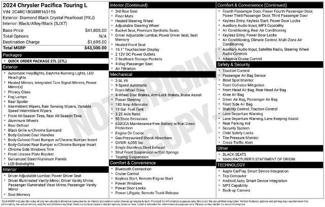2024 Chrysler Pacifica Touring L for sale in El Dorado Springs, MO