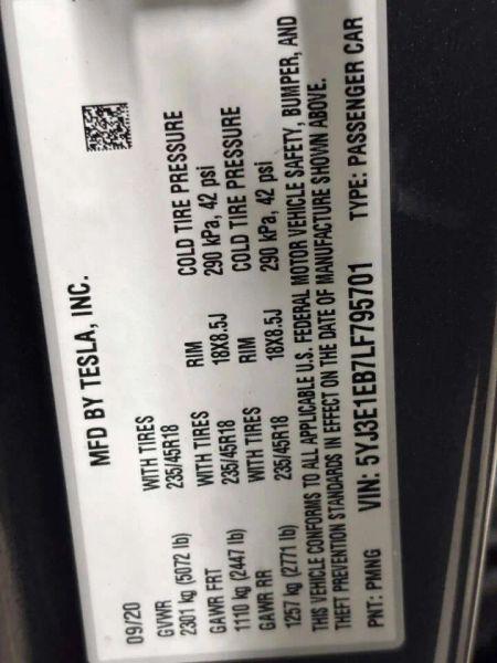 2020 Tesla Model 3 Long Range Dual Motor All-Wheel Drive