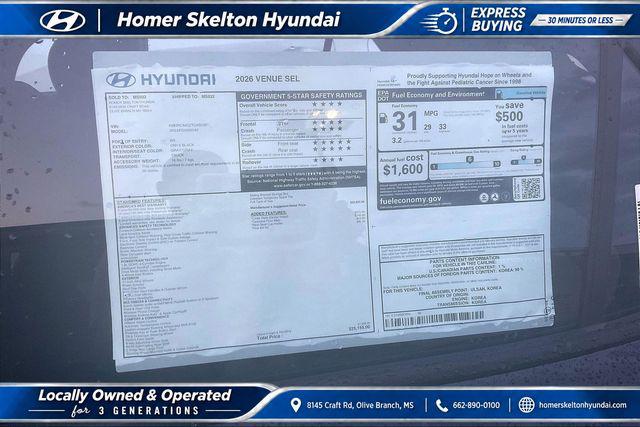 New 2026 Hyundai Venue SEL For Sale in Olive Branch, MS