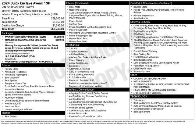 2024 Buick Enclave Avenir AWD for sale in Tulsa, OK