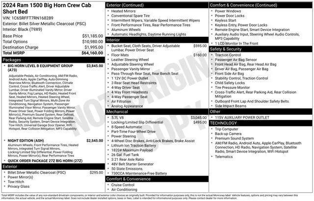 2024 Ram 1500 Big Horn Crew Cab 4x4 5'7" Box for sale in Saltillo, MS