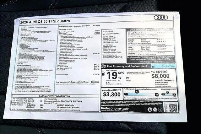 2026 Audi Q8 Premium Plus 55 TFSI quattro Tiptronic