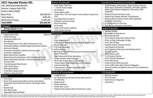 Used 2021 Hyundai Elantra SEL For Sale in Olive Branch, MS