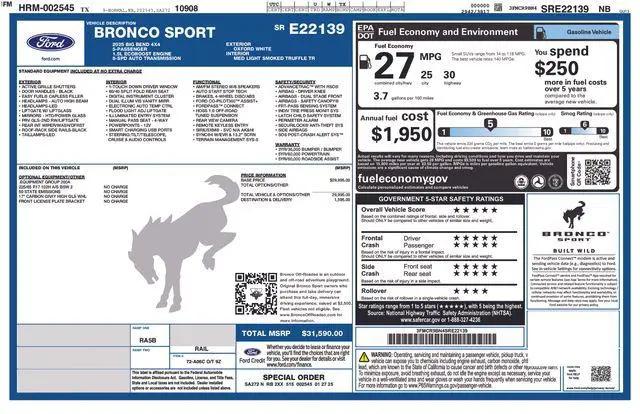 2025 Ford Bronco Sport Big Bend for sale in Grand Prairie, TX