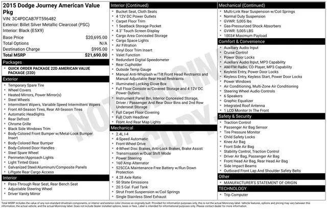 2015 Dodge Journey SE for sale near Millersburg, OH