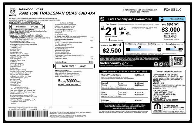 2025 Ram 1500 Tradesman Quad Cab 4x4 64 Box for sale in Charlotte, NC