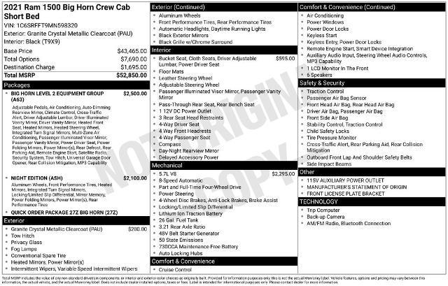 2021 Ram 1500 Big Horn Crew Cab 4x4 5'7" Box