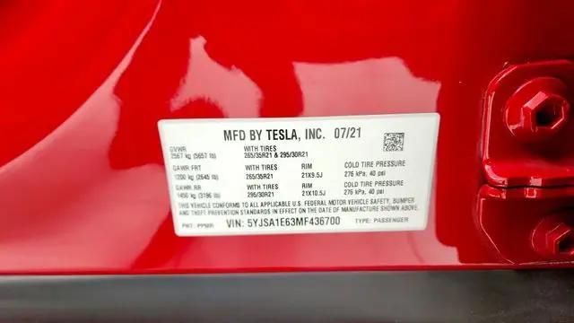 2021 Tesla Model S Plaid Tri Motor All-Wheel Drive