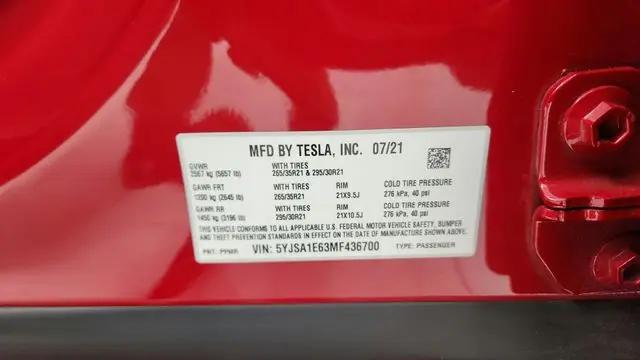 2021 Tesla Model S Plaid Tri Motor All-Wheel Drive