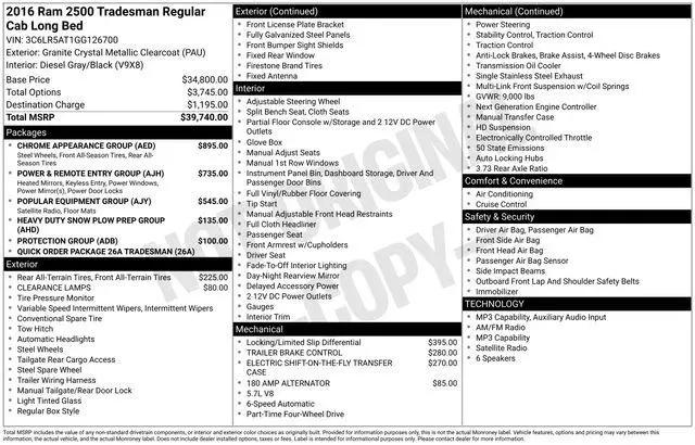 2016 Ram 2500 Tradesman for sale near Millersburg, OH