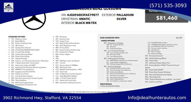 2015 Mercedes-Benz GL 4MATIC for sale in Stafford, VA