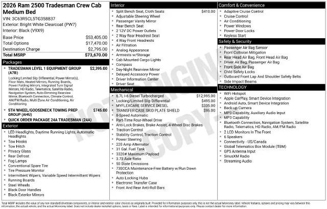 2026 Ram 2500 Tradesman Crew Cab 4x4 64 Box
