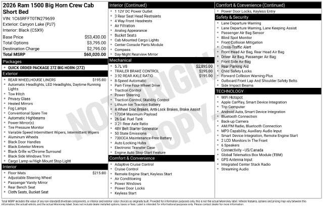 2026 Ram 1500 Big Horn Crew Cab 4x4 57 Box