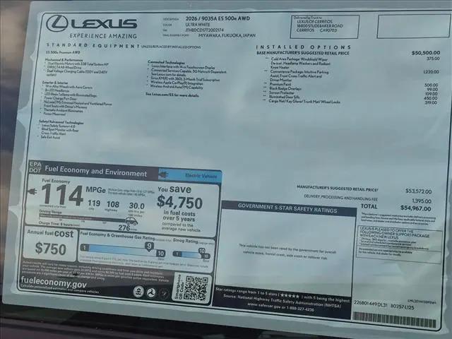 2026 Lexus 500e Premium AWD