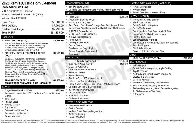 2026 Ram 1500 Big Horn Quad Cab 4x4 64 Box