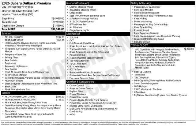 2026 Subaru Outback Premium for sale in Yorkville, NY