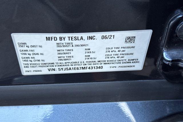 2021 Tesla Model S Plaid Tri Motor All-Wheel Drive