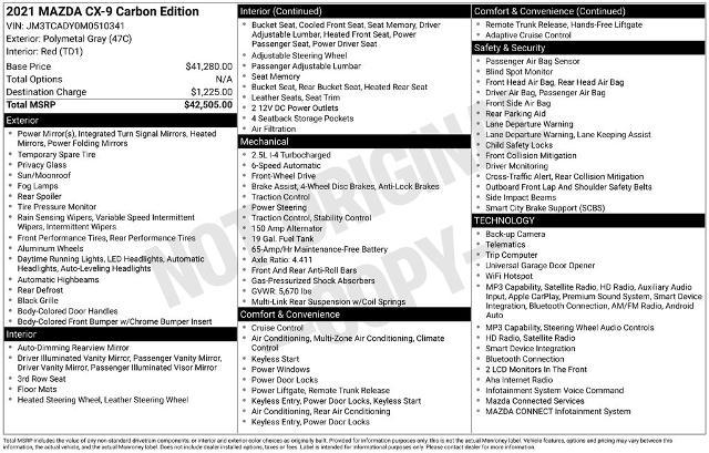 2021 Mazda CX-9 Carbon Edition