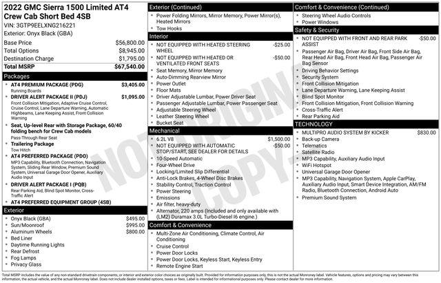 2022 GMC Sierra 1500 Limited 4WD Crew Cab Short Box AT4