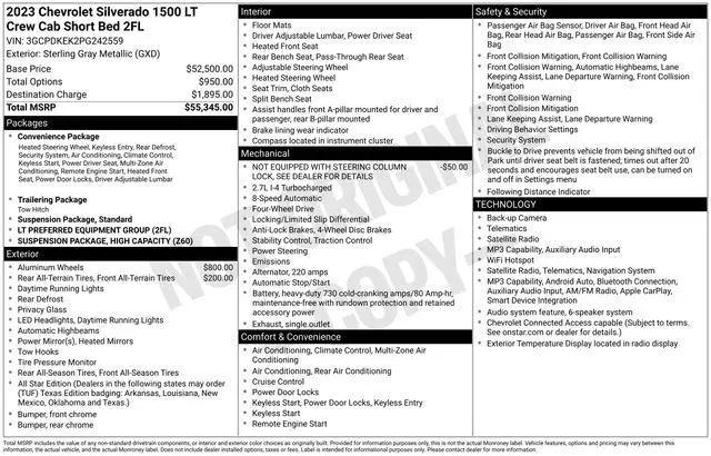 2023 Chevrolet Silverado 1500 4WD Crew Cab Short Bed LT with 2FL for sale in Cottondale, AL