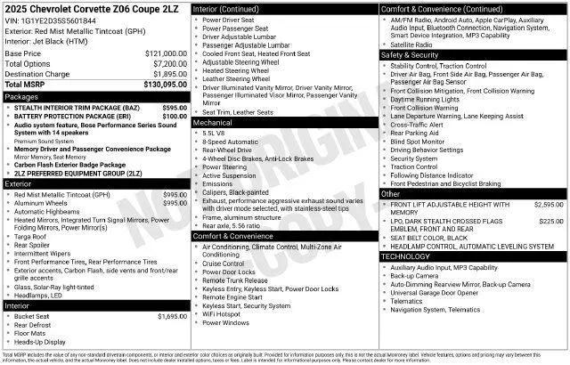 2025 Chevrolet Corvette Z06 RWD Coupe 2LZ for sale in Castle Rock, CO