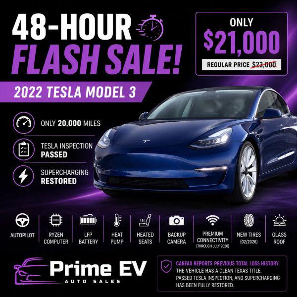 2022 Tesla Model 3 Rear-Wheel Drive for sale in La Habra, CA