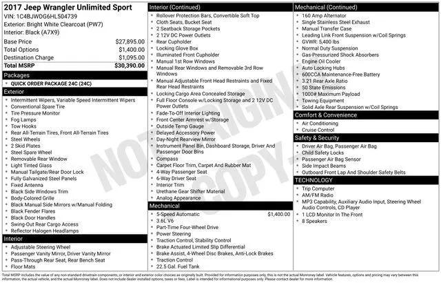 2017 Jeep Wrangler Unlimited Sport for sale in Millersburg, OH