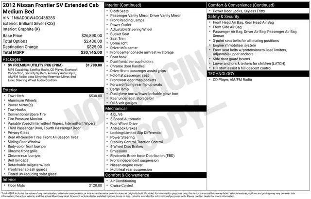 2012 Nissan Frontier for sale near Millersburg, OH