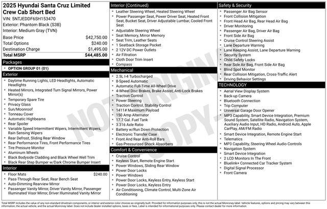 Used 2025 Hyundai Santa Cruz Limited For Sale in Millington, TN