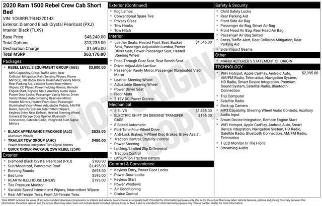 2020 Ram 1500 Rebel Crew Cab 4x4 57 Box