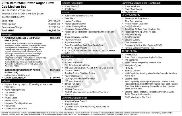 2026 Ram 2500 Power Wagon Crew Cab 4x4 64 Box