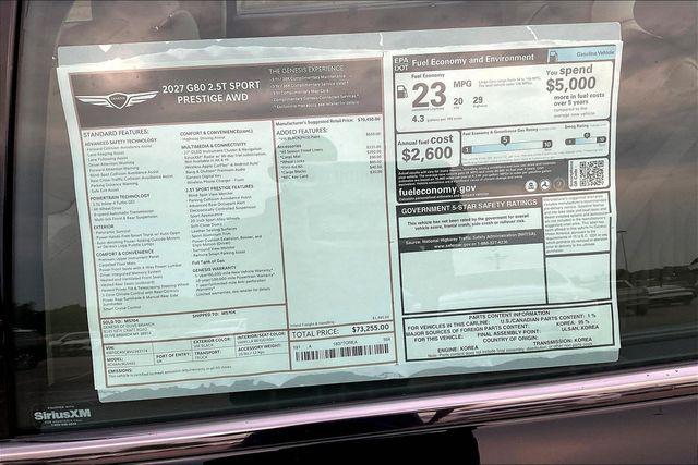 New 2027 Genesis G80 2.5T Sport Prestige For Sale in Olive Branch, MS