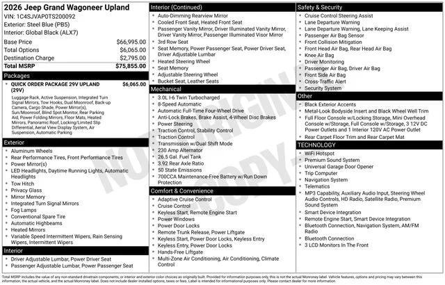 2026 Wagoneer Grand Wagoneer GRAND WAGONEER UPLAND 4X4