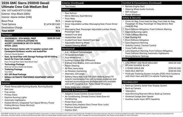 2026 GMC Sierra 2500HD Crew Cab, Standard Bed, Denali Ultimate, 4WD for sale in Castle Rock, CO