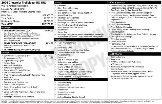 2026 Chevrolet TrailBlazer FWD RS