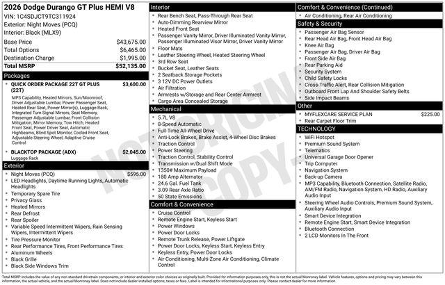 2026 Dodge Durango GT Plus AWD HEMI V8