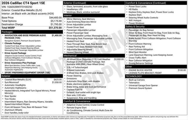 2026 Cadillac CT4 Sport RWD for sale in FARGO, ND