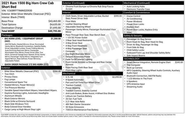 2021 Ram 1500 Big Horn Crew Cab 4x4 5'7" Box