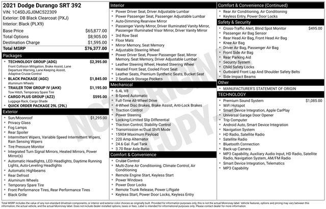 2021 Dodge Durango SRT 392 AWD