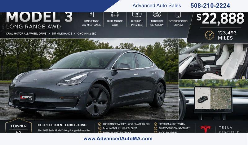 2022 Tesla Model 3 Long Range Dual Motor All-Wheel Drive for sale in North Attleboro, MA