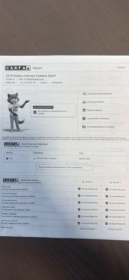 2010 Subaru Impreza Outback Sport AWD 4dr Wagon 4A for sale in Leominster, MA