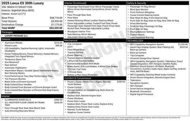 2025 Lexus ES 300h Luxury for sale near Dayton, OH