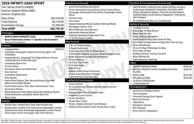 2026 INFINITI QX60 SPORT AWD for sale in Fort Myers, FL