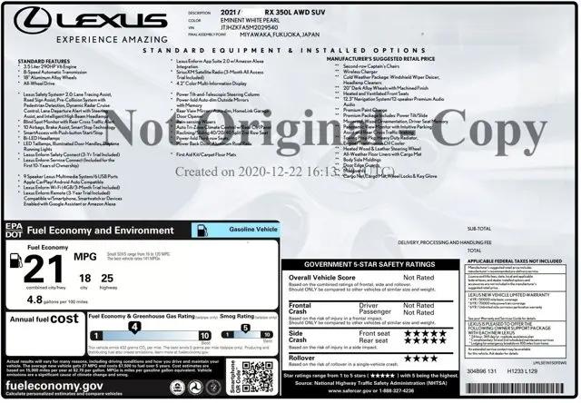 2021 Lexus RX 350 RX 350L