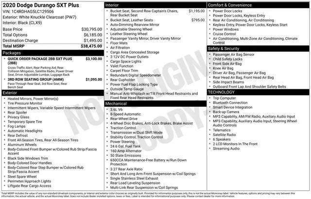 2020 Dodge Durango SXT Plus RWD
