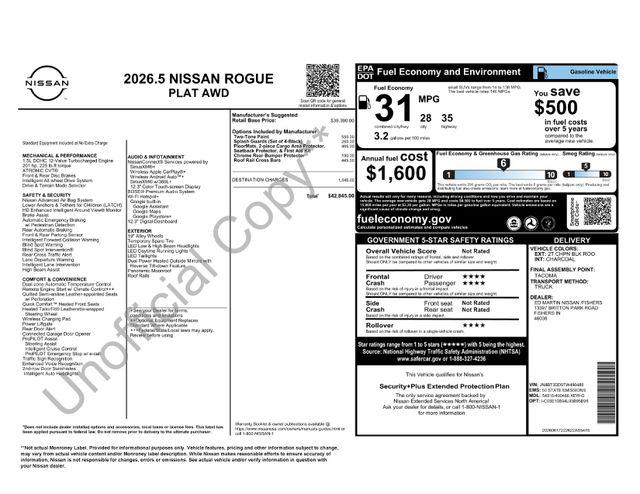 2026 Nissan Rogue Platinum for sale in Fishers, IN