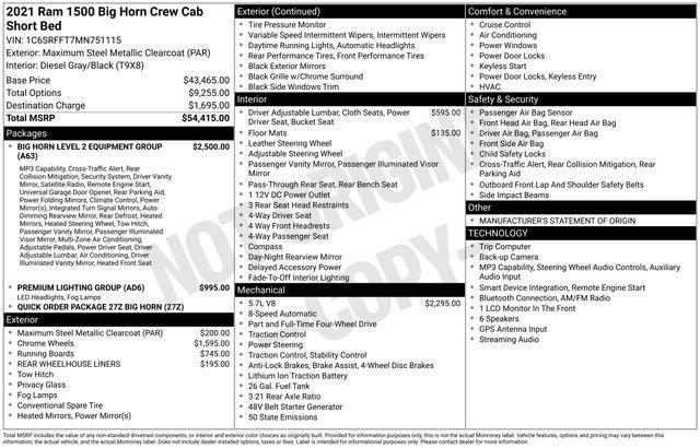 2021 Ram 1500 Big Horn Crew Cab 4x4 57 Box